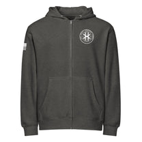 Charcoal heather hoodie, front view showing JSOC chest insignia.