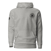 JSOC Logo Pullover Hoodie in Carbon Grey, front: JSOC seal on the left chest