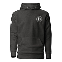 JSOC Logo Pullover Hoodie in Charcoal Heather, front: JSOC seal on the left chest
