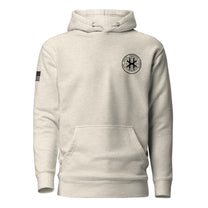 JSOC Logo Pullover Hoodie in Oatmeal Heather, front: JSOC seal on the left chest