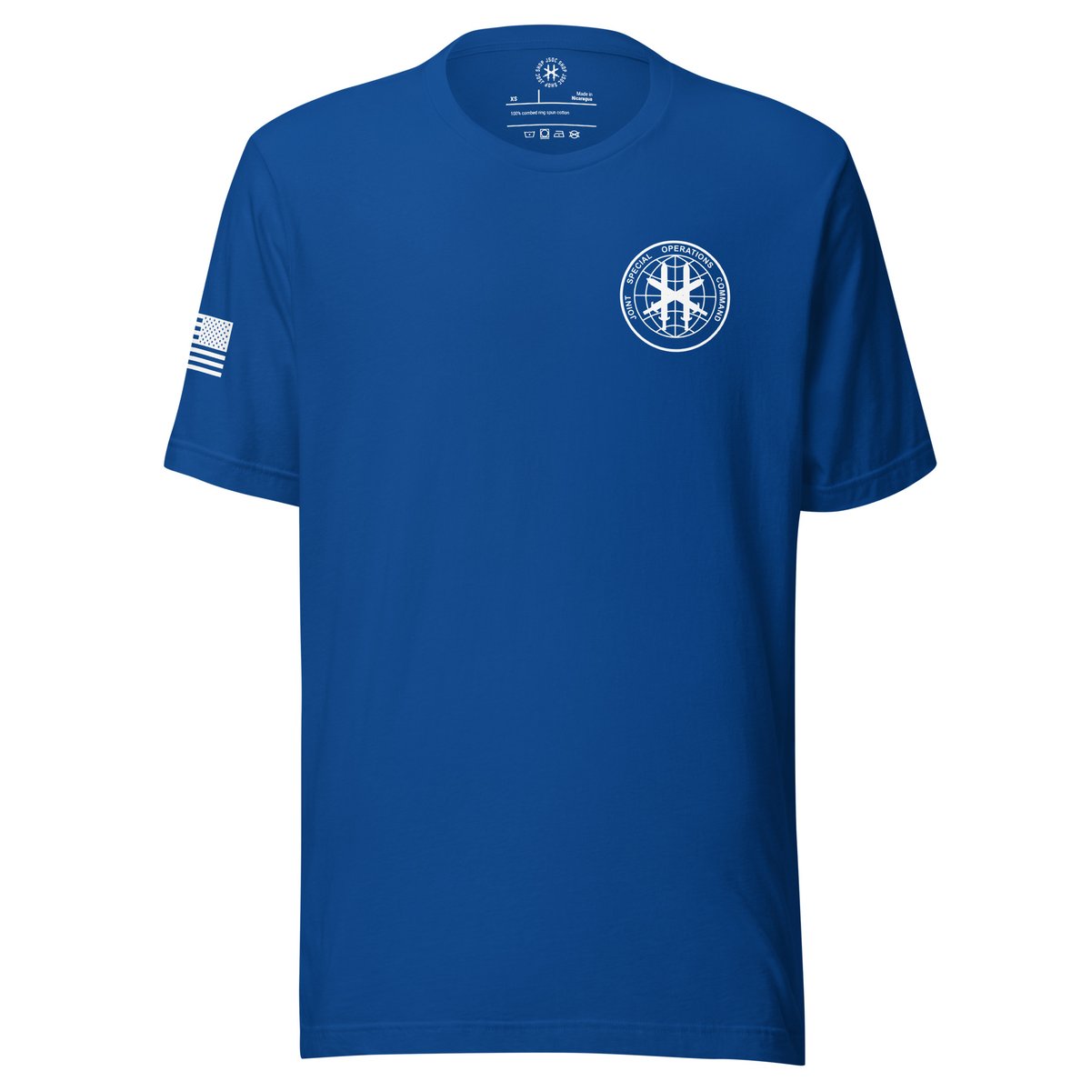 True royal shirt, front view showing JSOC chest insignia.