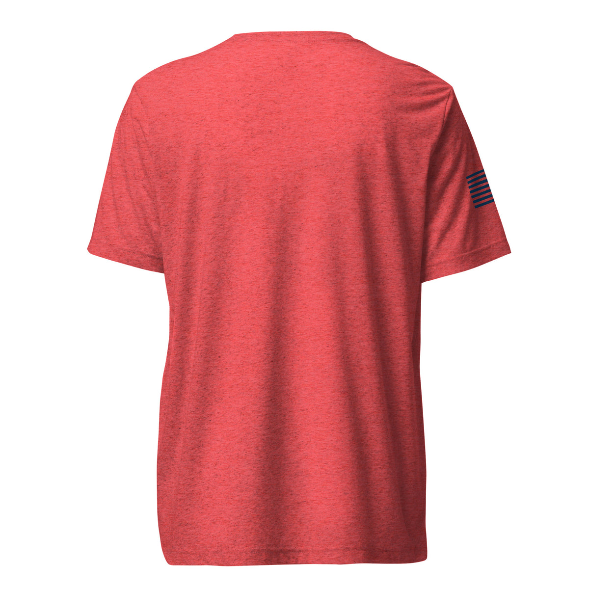 Red triblend Operation Anaconda shirt, back view with an unprinted back and American flag on the right sleeve.