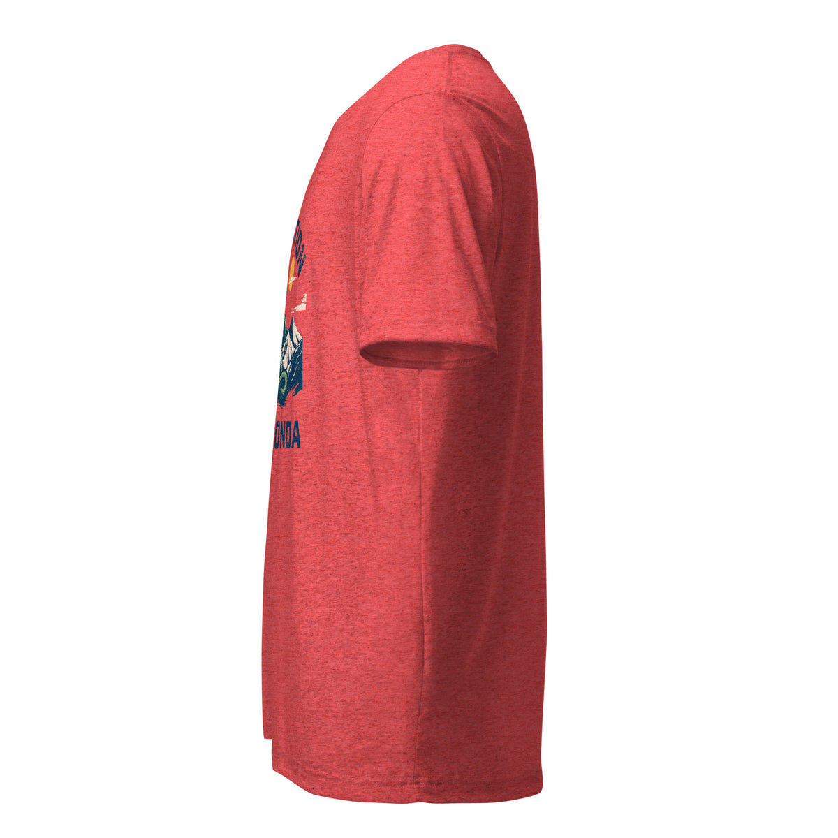 Red triblend Operation Anaconda shirt, left-side view showing the plain sleeve and part of the front artwork.